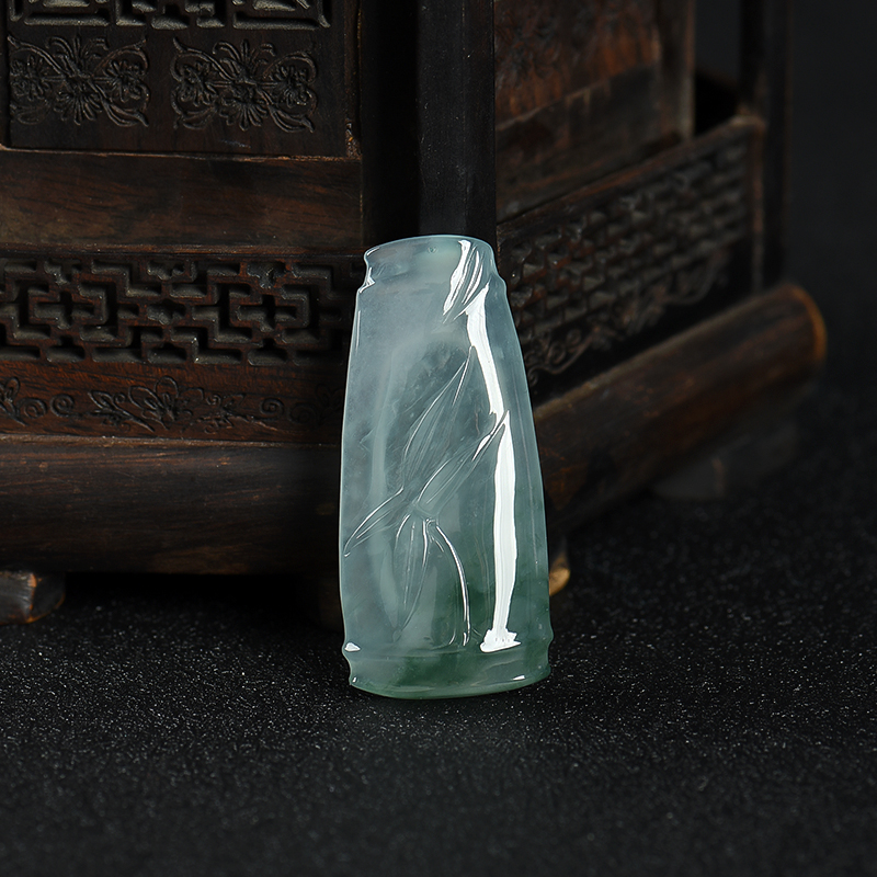 缅甸天然糯冰种飘花翡翠节节高升吊坠-红掌柜