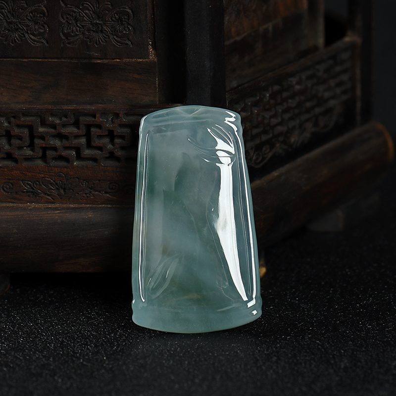 缅甸糯冰种飘花翡翠节节高升吊坠-红掌柜
