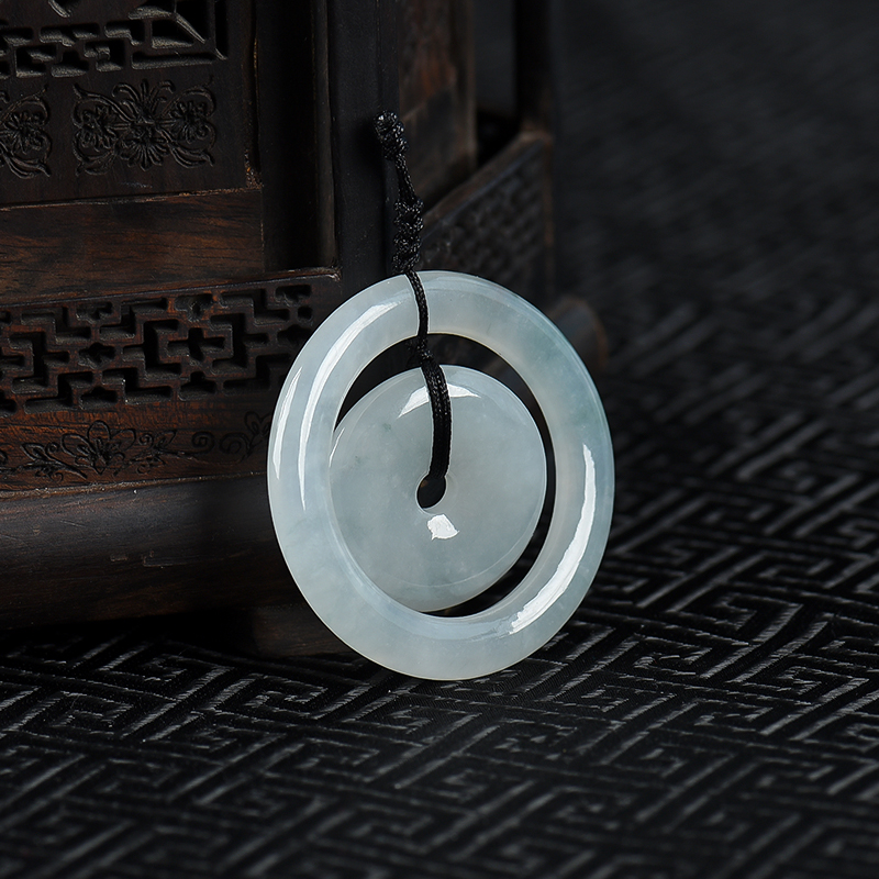 飘花翡翠平安扣吊坠-红掌柜