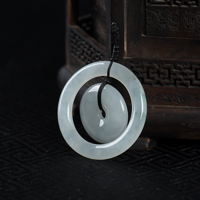 糯冰种翡翠平安扣吊坠-红掌柜