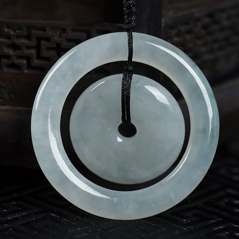 糯冰种飘花翡翠平安扣-红掌柜