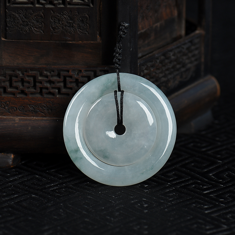 糯冰种飘花翡翠平安扣吊坠-红掌柜