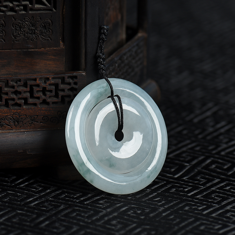 飘花翡翠平安扣吊坠-红掌柜