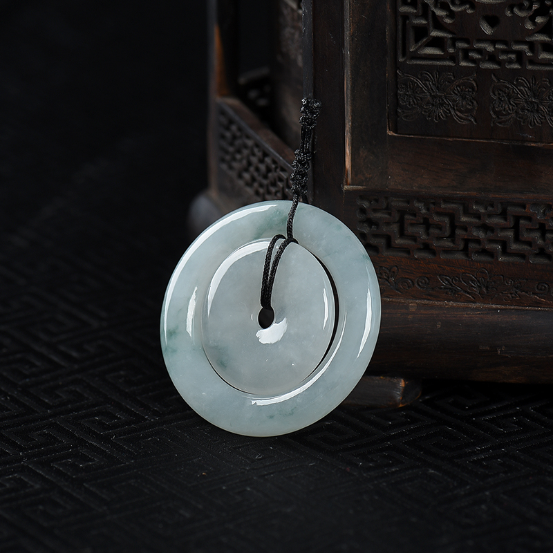 糯冰种翡翠平安扣吊坠-红掌柜