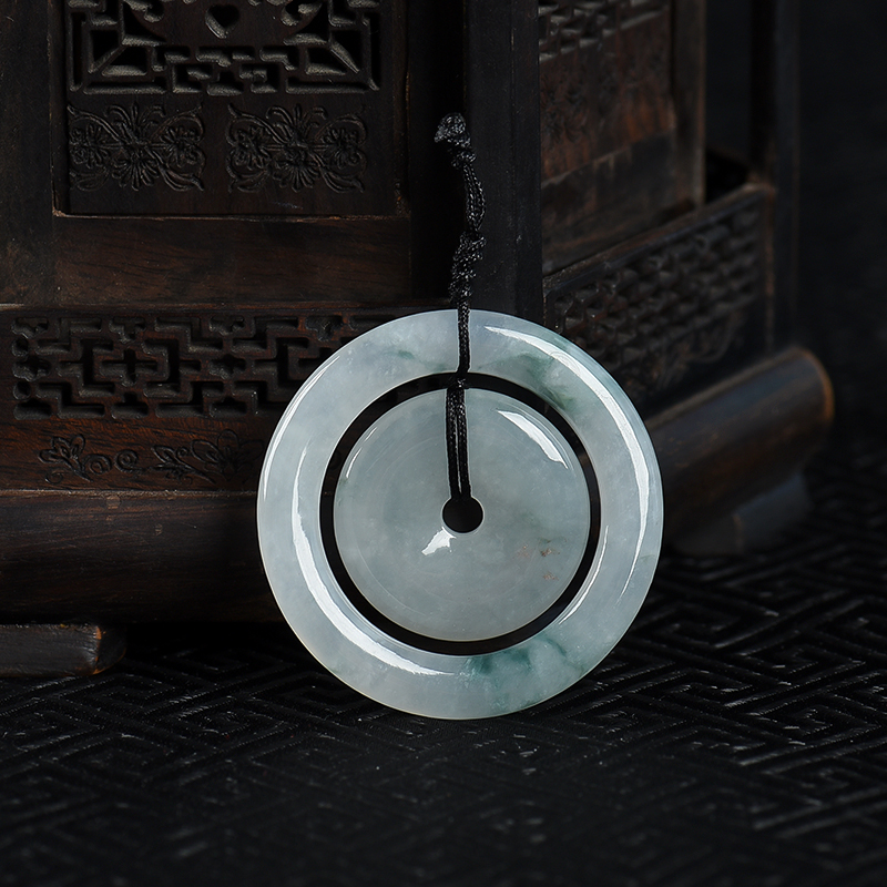 糯冰种飘花翡翠平安扣吊坠-红掌柜