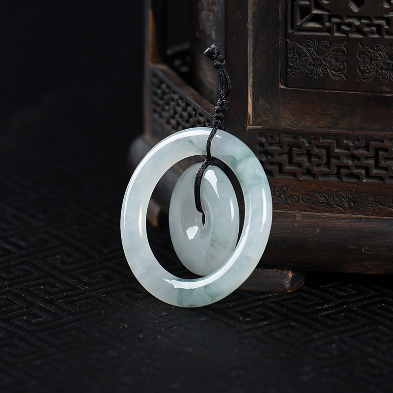 糯冰种翡翠平安扣吊坠-红掌柜