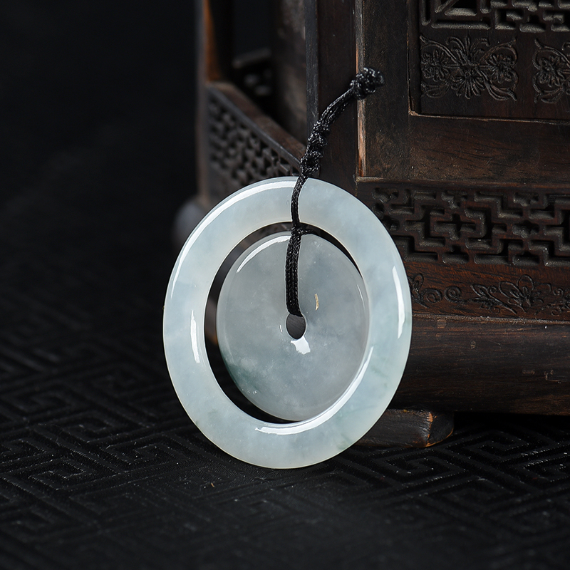 糯冰种翡翠平安扣吊坠-红掌柜