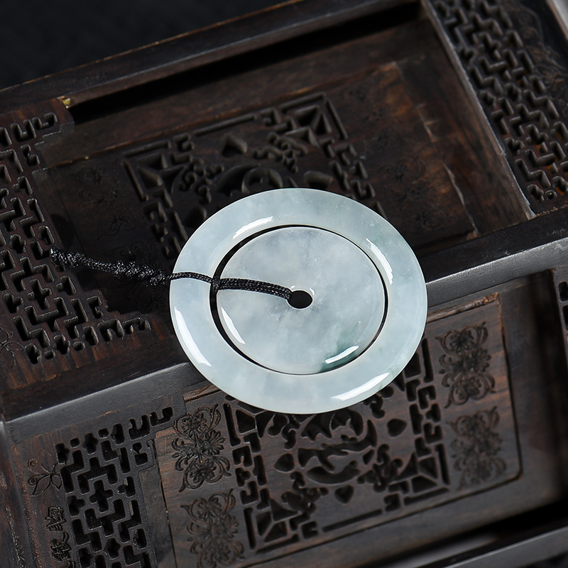 糯冰种飘花翡翠平安扣-红掌柜