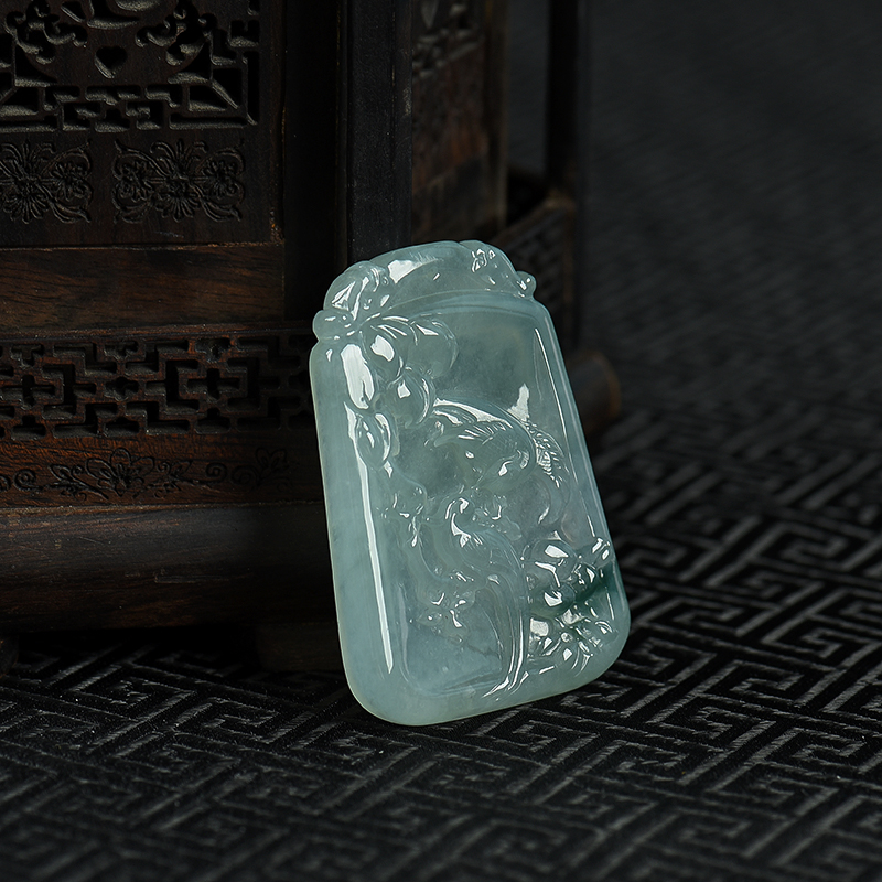 飘花翡翠喜上眉梢吊坠-红掌柜