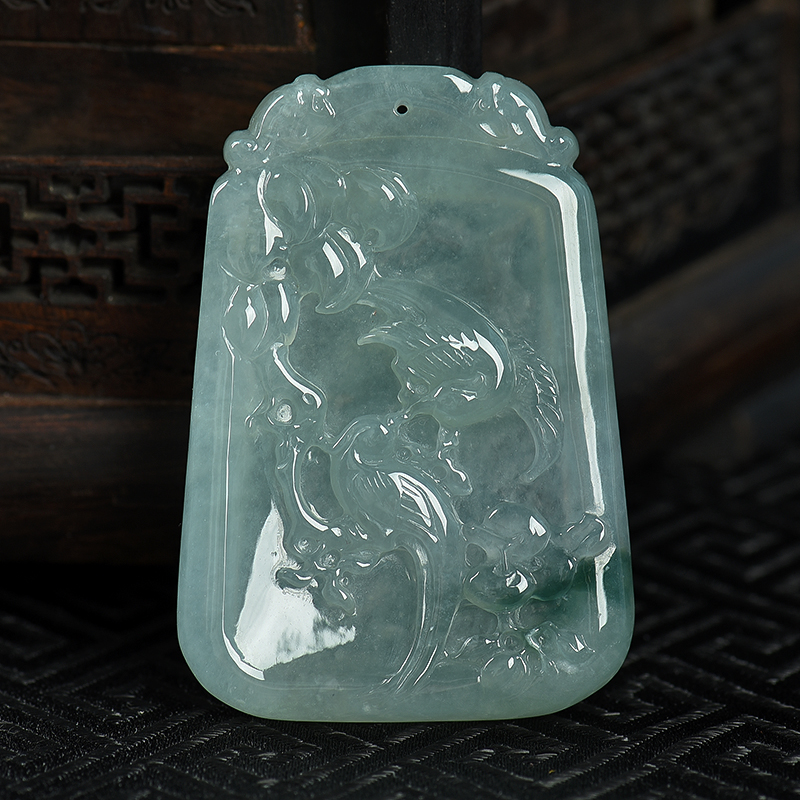 缅甸翡翠喜上眉梢吊坠-红掌柜