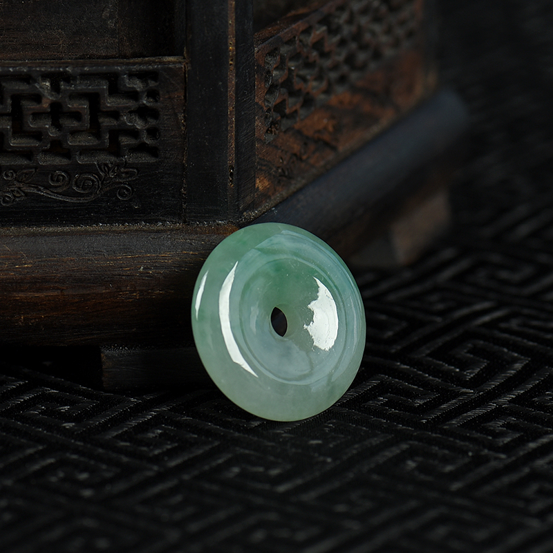 天然糯冰种飘翠翡翠平安扣吊坠-红掌柜