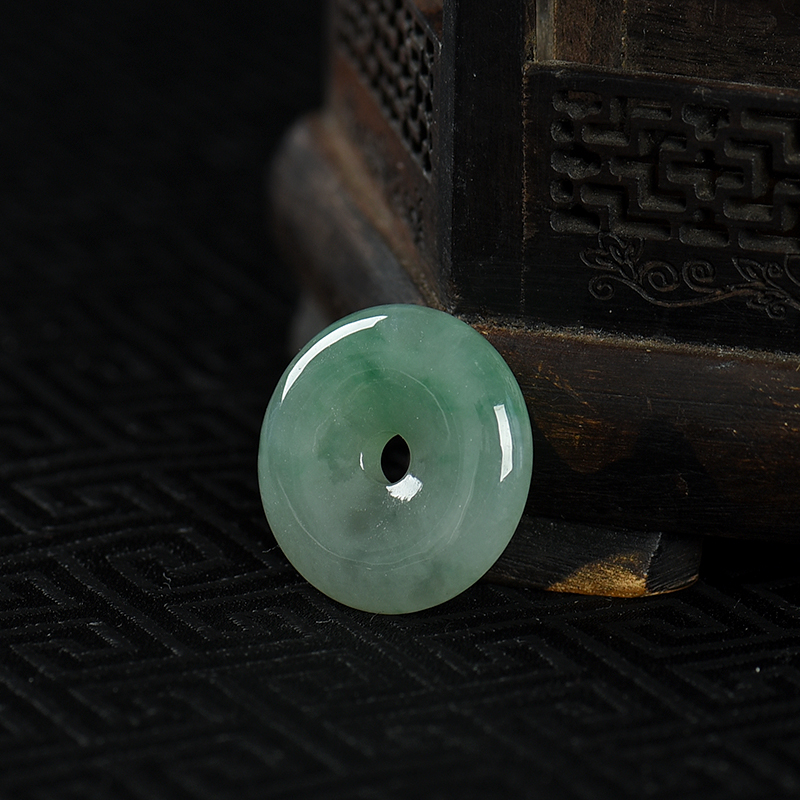 缅甸糯冰种飘翠翡翠平安扣吊坠-红掌柜