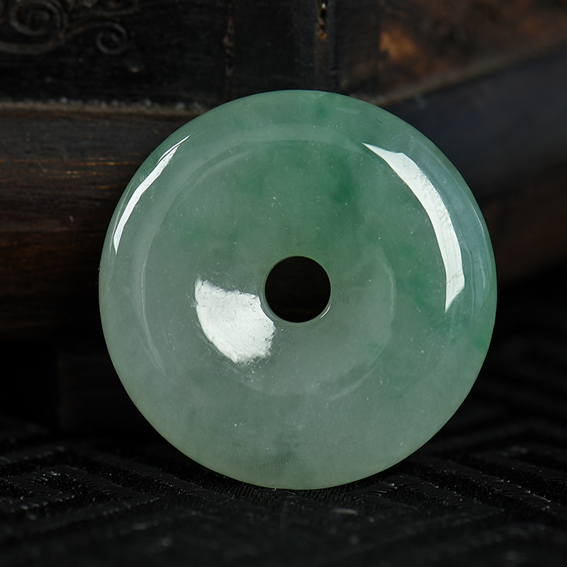 缅甸天然糯冰种飘翠翡翠吊坠-红掌柜