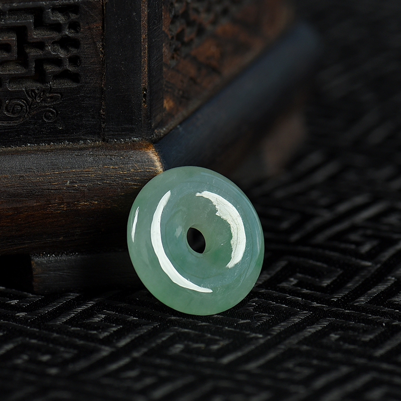 天然糯冰种飘翠翡翠平安扣吊坠-红掌柜