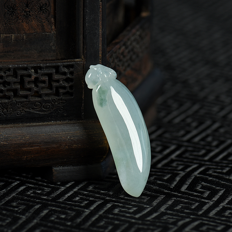 天然糯冰种飘花翡翠福瓜吊坠-红掌柜