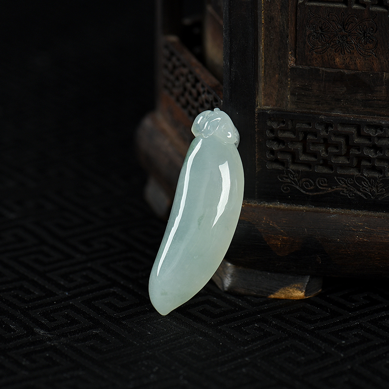 缅甸糯冰种飘花翡翠福瓜吊坠-红掌柜