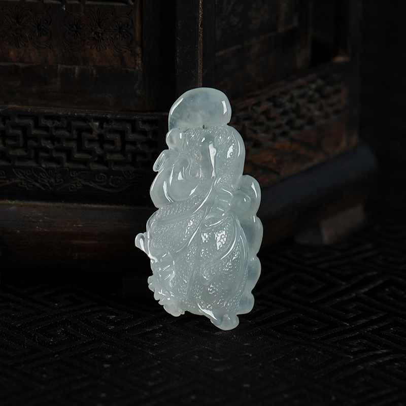 缅甸天然翡翠百财吊坠-红掌柜