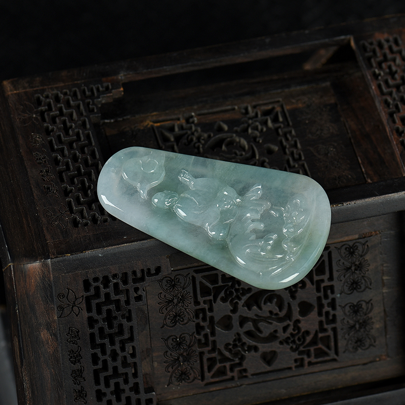 缅甸天然糯冰种翡翠佛吊坠-红掌柜
