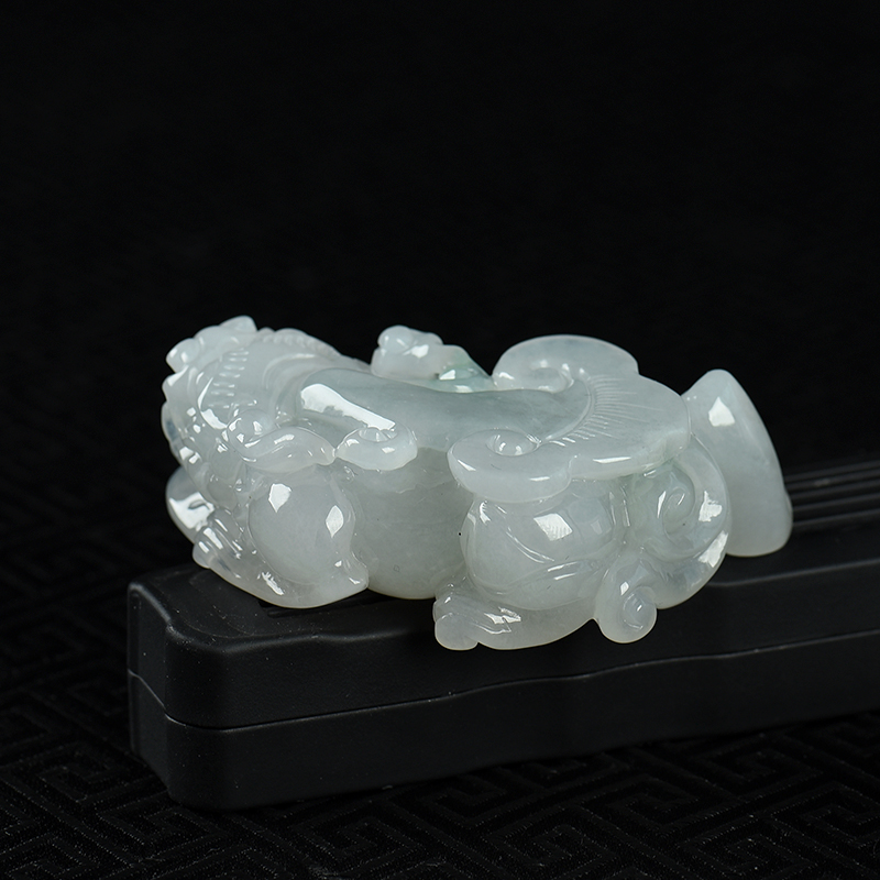 缅甸糯种飘花翡翠貔貅吊坠-红掌柜