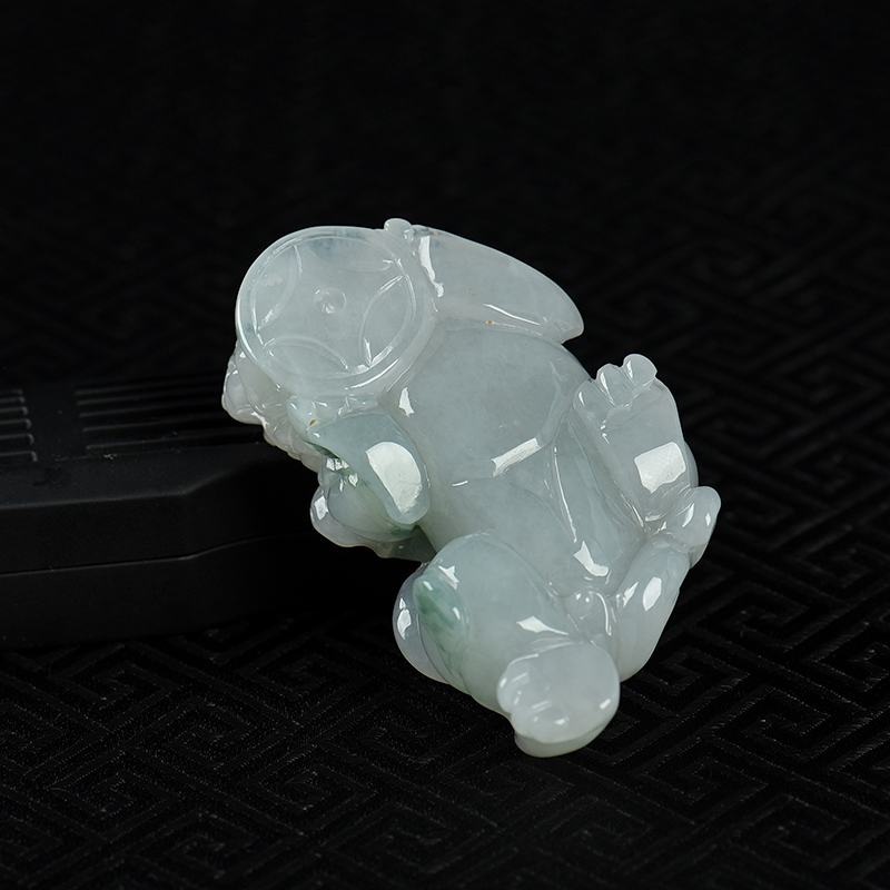 缅甸天然飘花翡翠貔貅吊坠-红掌柜