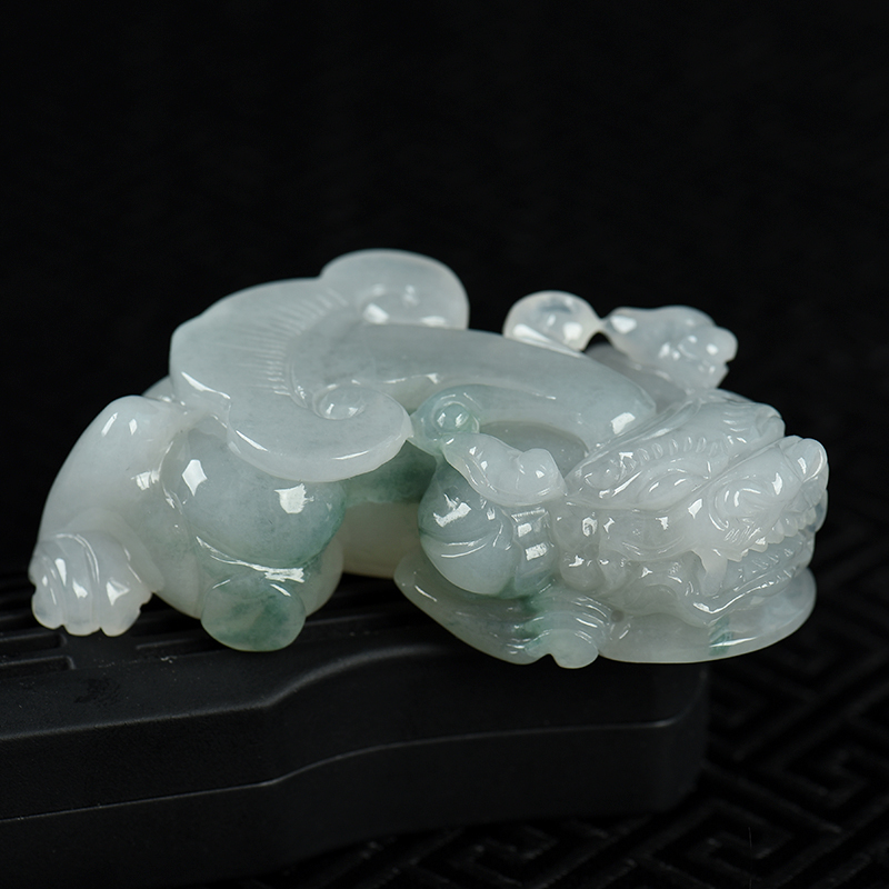 缅甸天然糯种翡翠貔貅吊坠-红掌柜