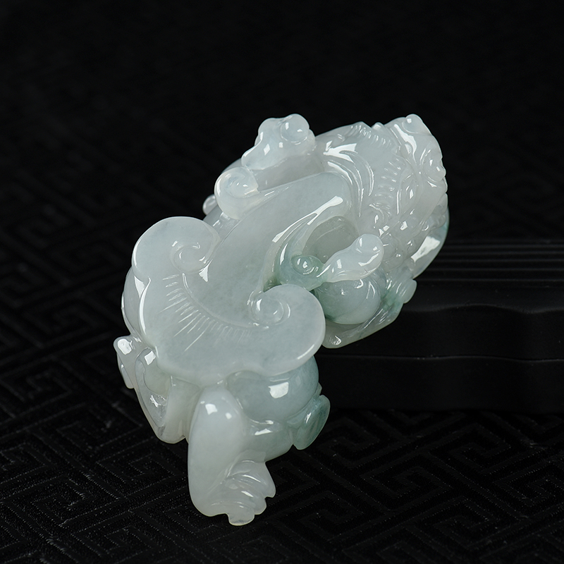 缅甸天然糯种飘花翡翠吊坠-红掌柜