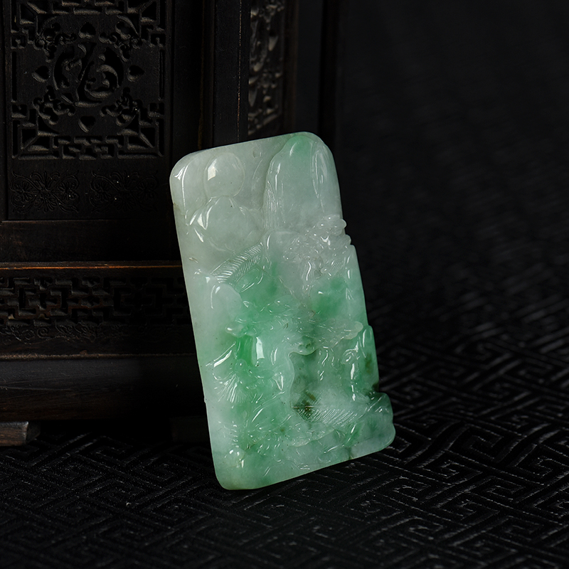 飘翠翡翠山水吊坠-红掌柜