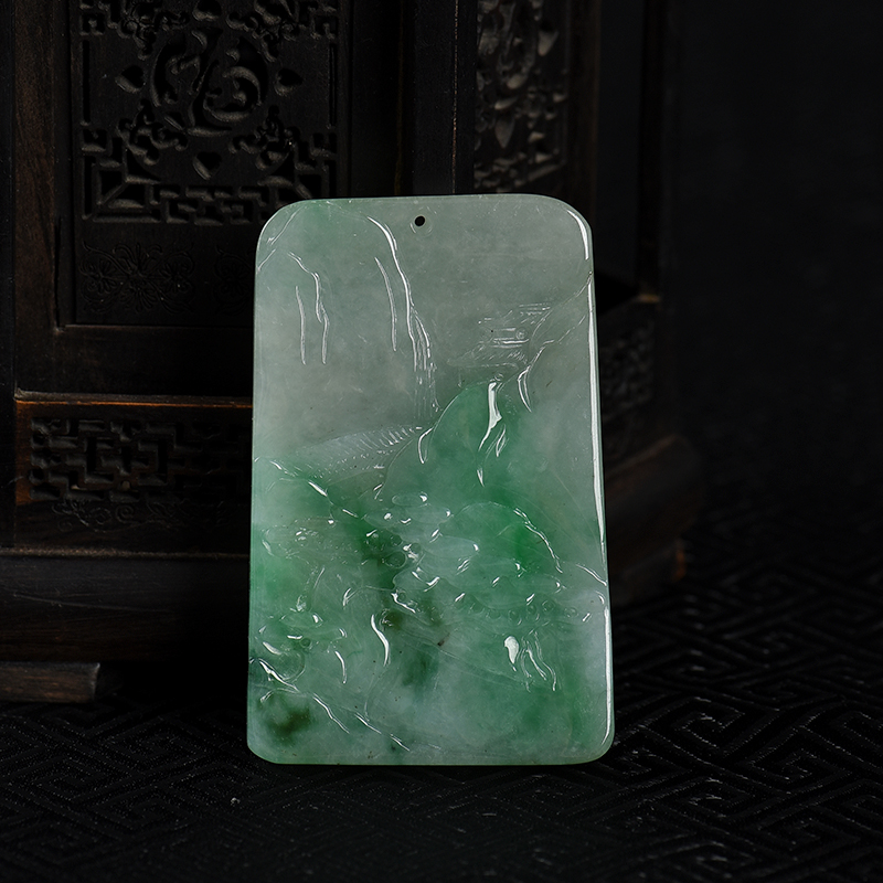 翡翠山水吊坠-红掌柜