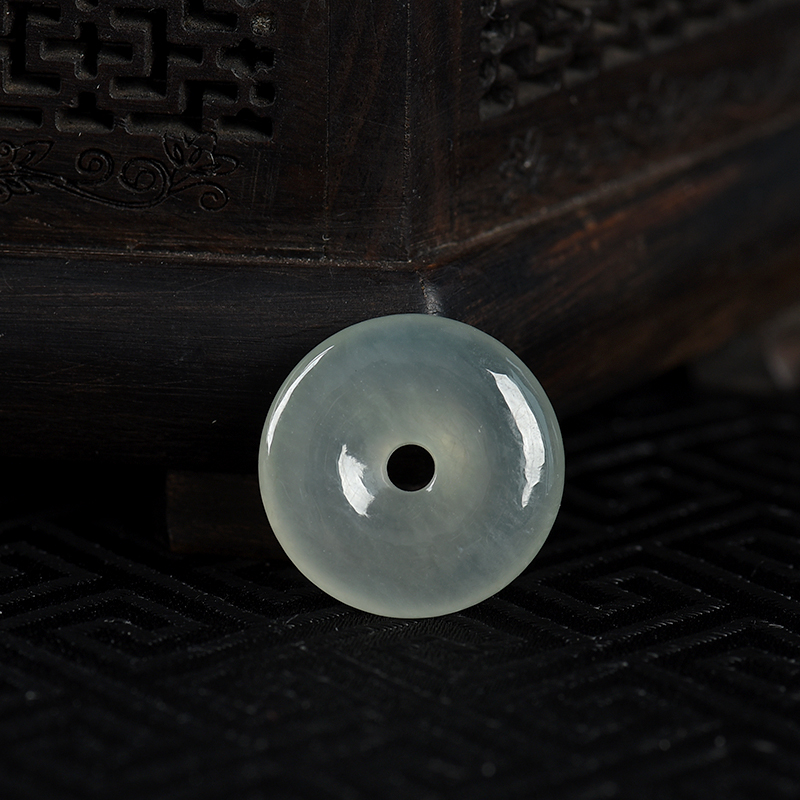 糯冰种翡翠平安扣吊坠-红掌柜