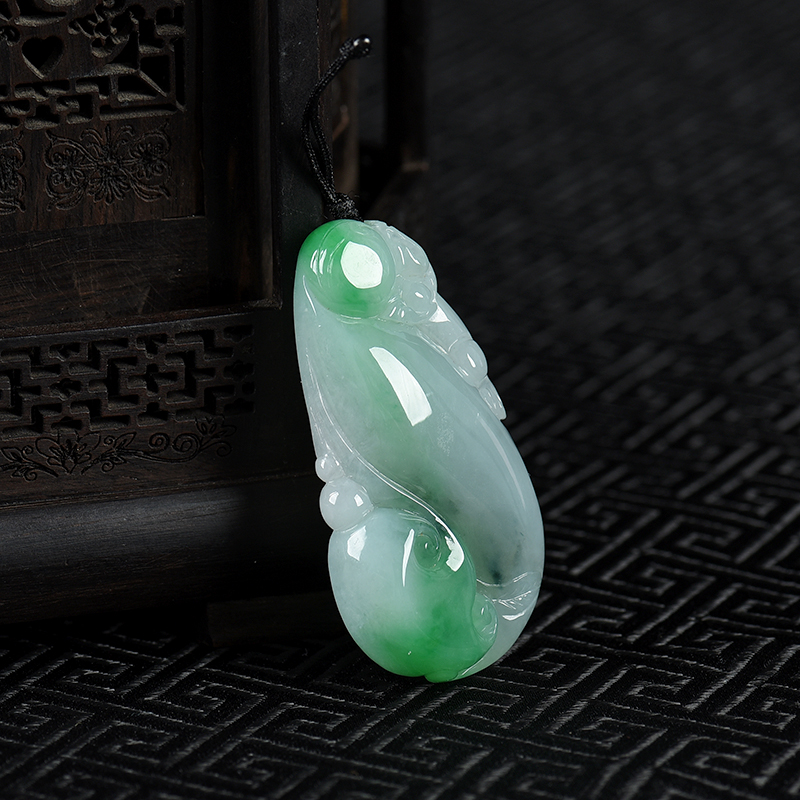 飘翠翡翠福寿如意吊坠-红掌柜