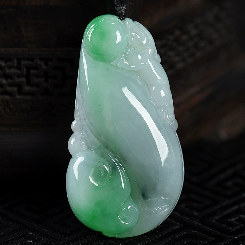 缅甸翡翠福寿如意吊坠-红掌柜