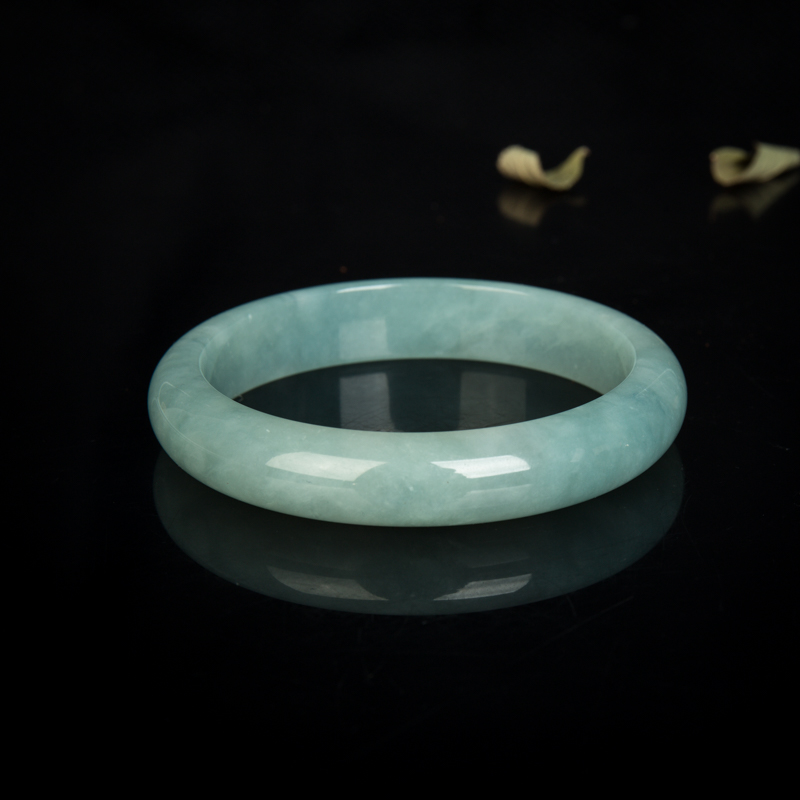 59mm糯种翡翠光面平安镯-红掌柜