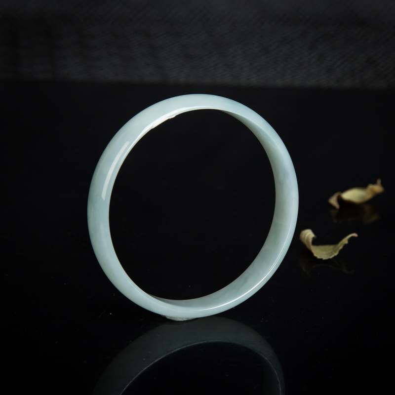 缅甸天然糯冰种翡翠光面方镯-红掌柜