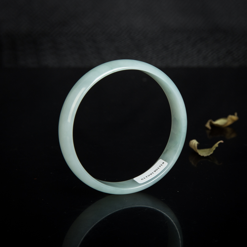 缅甸天然糯冰种飘花翡翠光面方镯-红掌柜