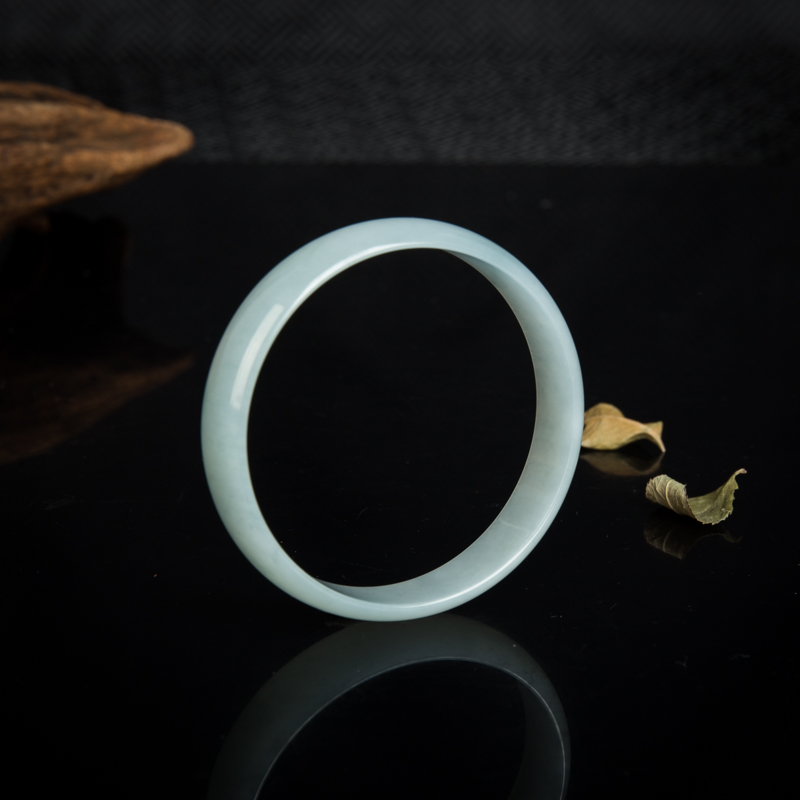 缅甸天然糯冰种飘花翡翠光面方镯-红掌柜