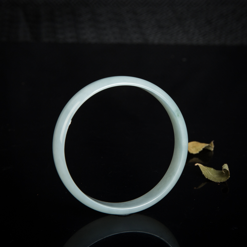 缅甸天然糯冰种飘花翡翠光面方镯-红掌柜