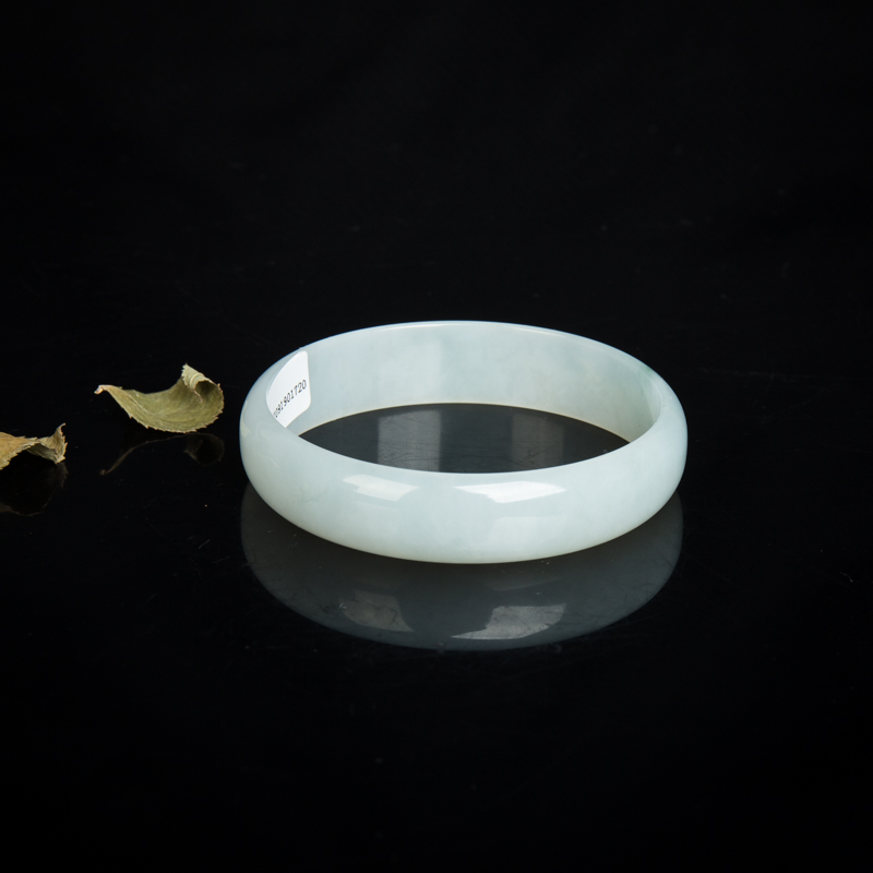 缅甸天然飘花翡翠光面方镯-红掌柜