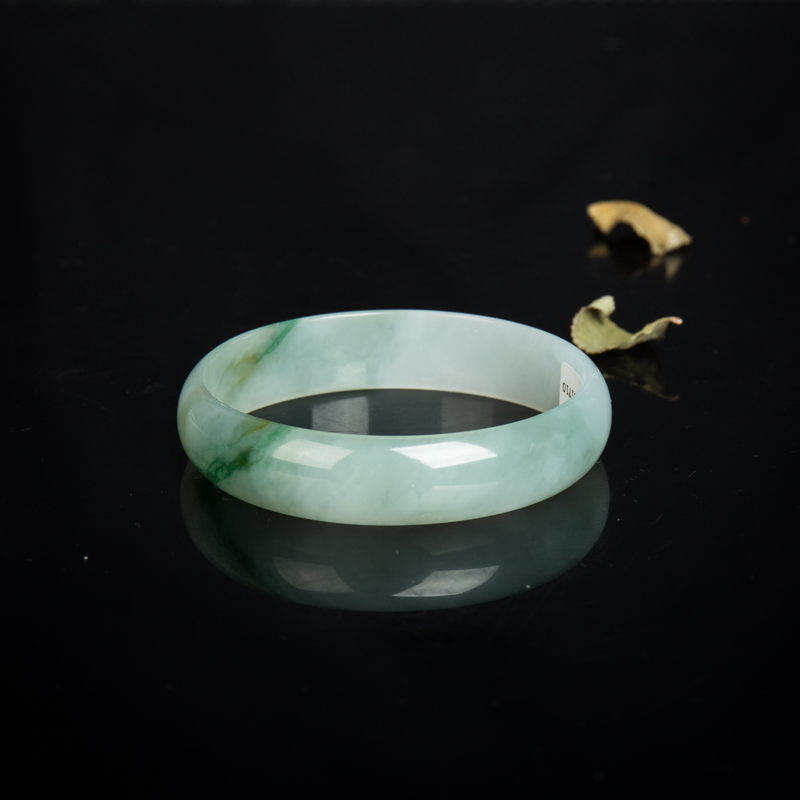 缅甸天然飘花翡翠光面方镯-红掌柜