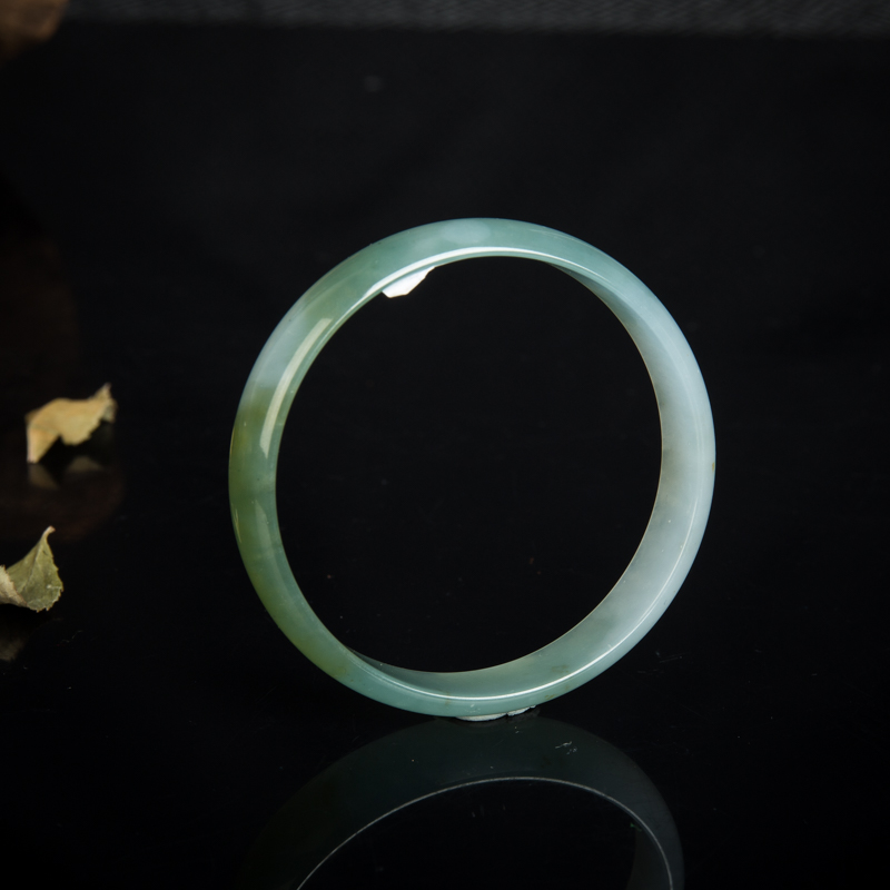 缅甸天然糯冰种俏色翡翠光面方镯-红掌柜