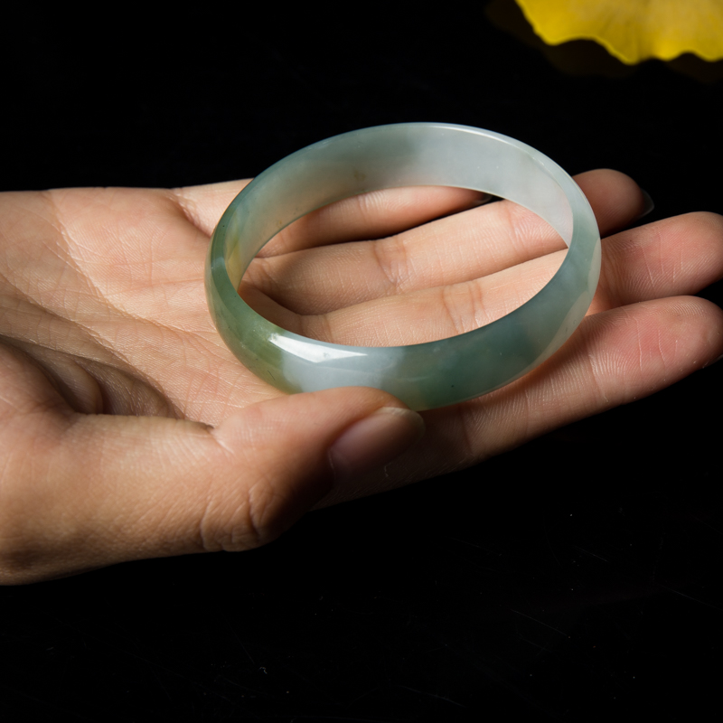 缅甸天然糯冰种俏色翡翠方镯-红掌柜