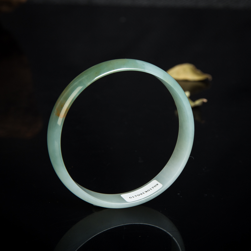 缅甸天然糯冰种俏色翡翠光面方镯-红掌柜