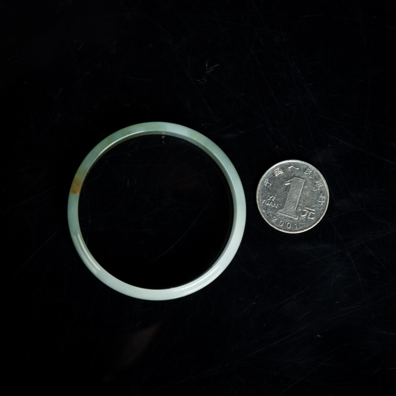 糯冰种俏色翡翠方镯-红掌柜