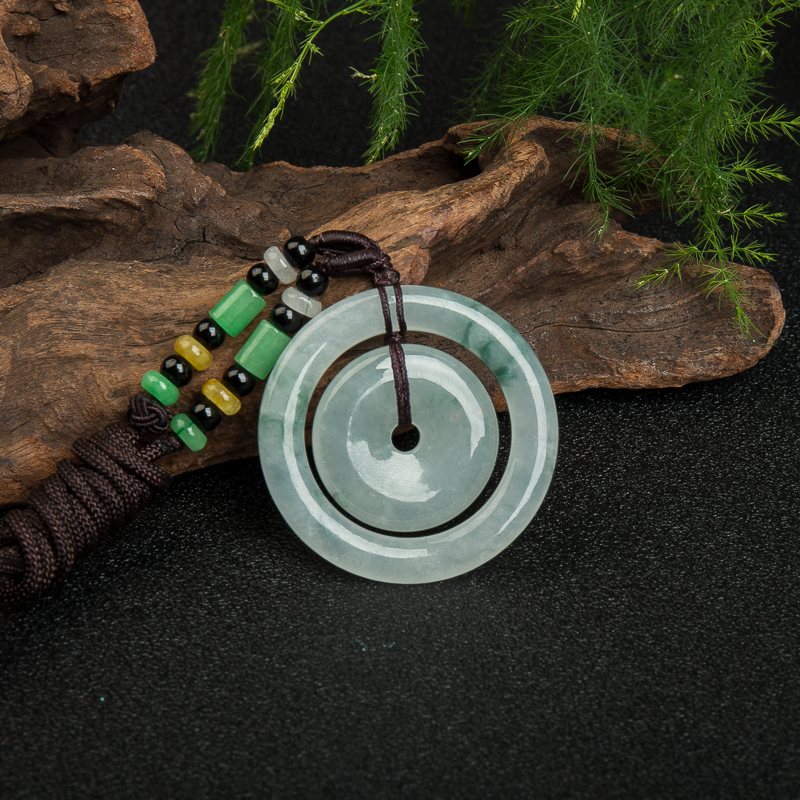 糯种飘花翡翠平安扣吊坠-红掌柜