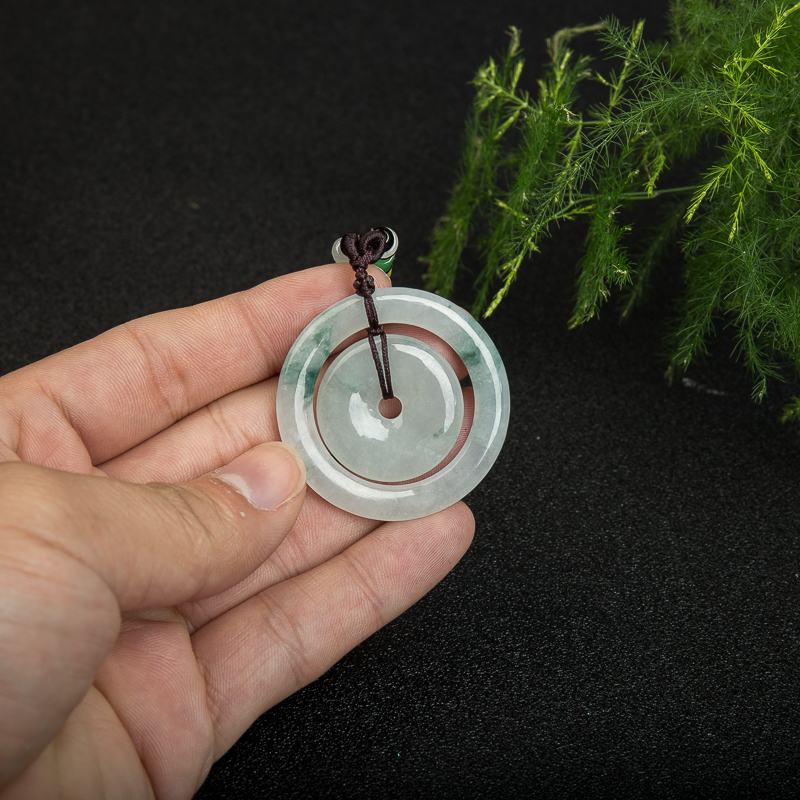 缅甸翡翠平安扣吊坠-红掌柜