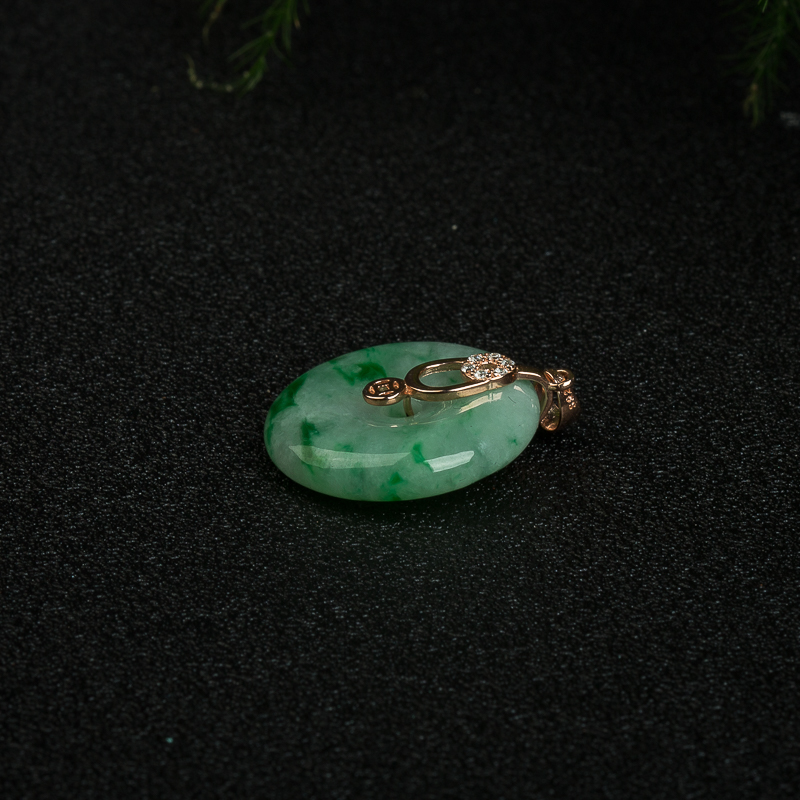 银镶飘翠翡翠平安扣吊坠-红掌柜