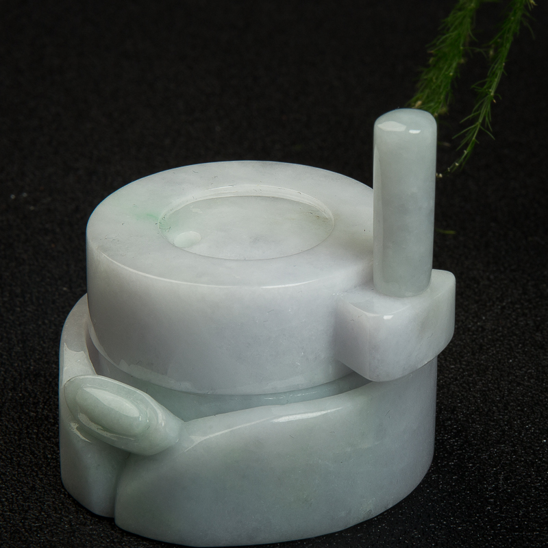 缅甸天然翠时来运转摆件-红掌柜