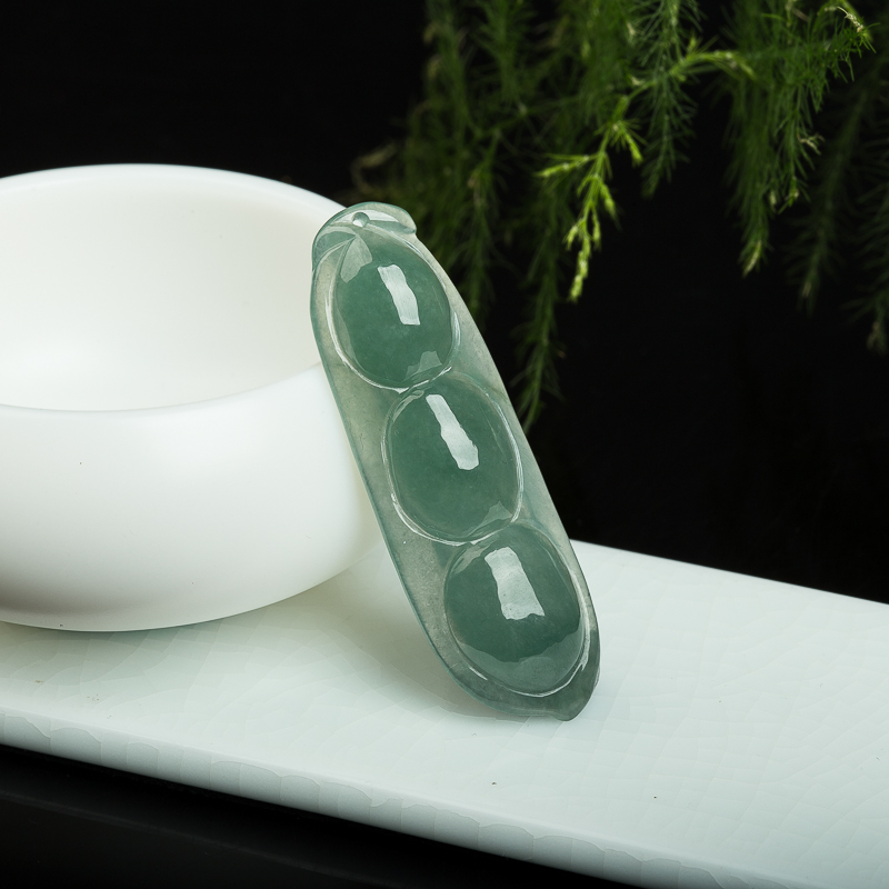 天然缅甸翡翠连中三元吊坠-红掌柜