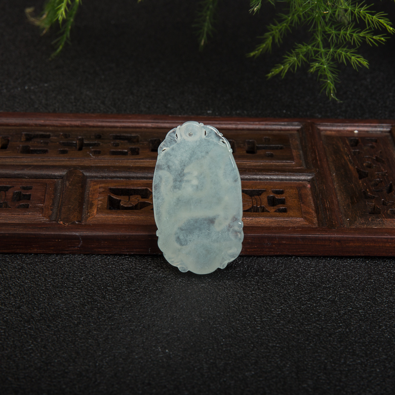天然糯冰种翡翠午马吊坠-红掌柜
