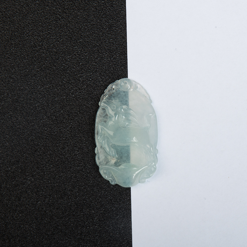 缅甸糯冰种翡翠午马吊坠-红掌柜