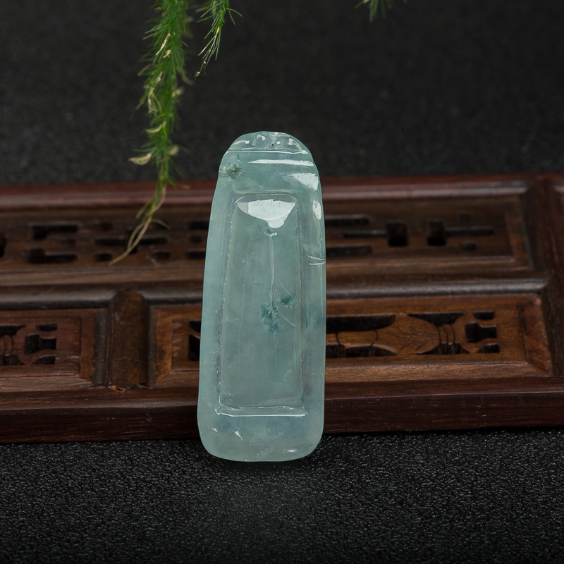 糯冰种飘花翡翠竹节吊坠-红掌柜